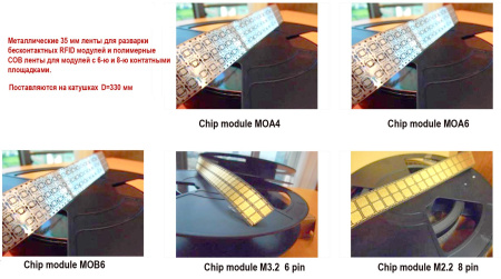 35 мм ленты с контактными площадками для разварки чип модулей